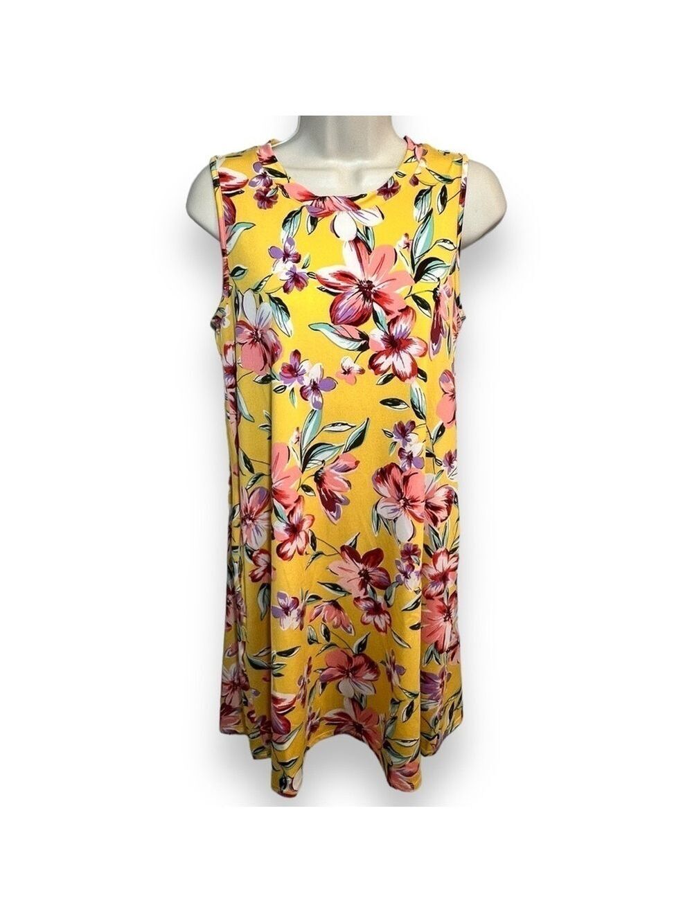 AB Studio Women’s Sleeveless Swing Dress Yellow Size Small
